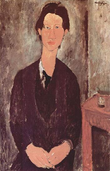 Amedeo Modigliani Portrat des Chaiim Soutine, an einem Tisch sitzend oil painting image